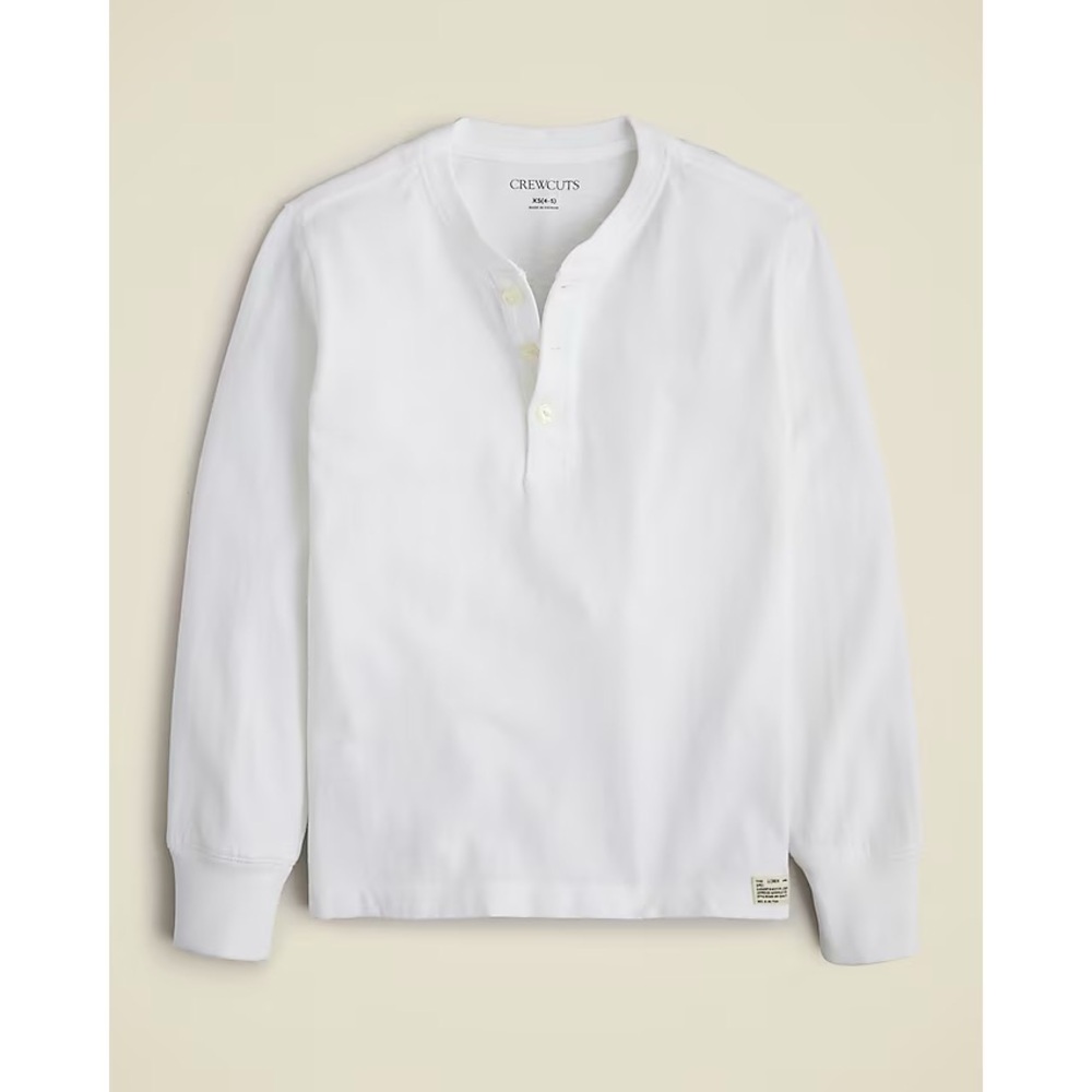 J. Crew Kids' Long-sleeve Garment-dyed Henley T-shirt Vintage Jersey White